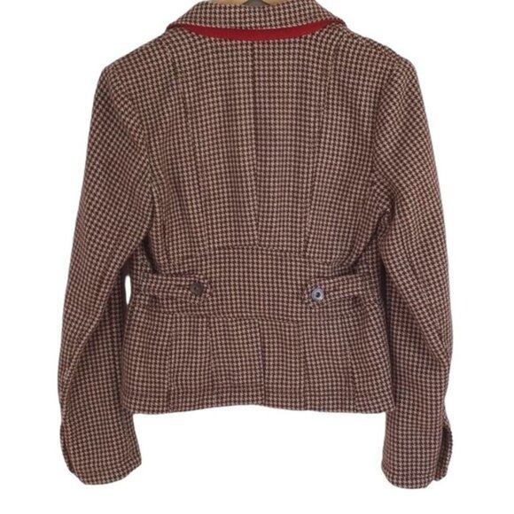 HOUNDSTOOTH Tweed blazer wool American Eagle outfitters ecru brown medium sefia - Picture 3 of 14